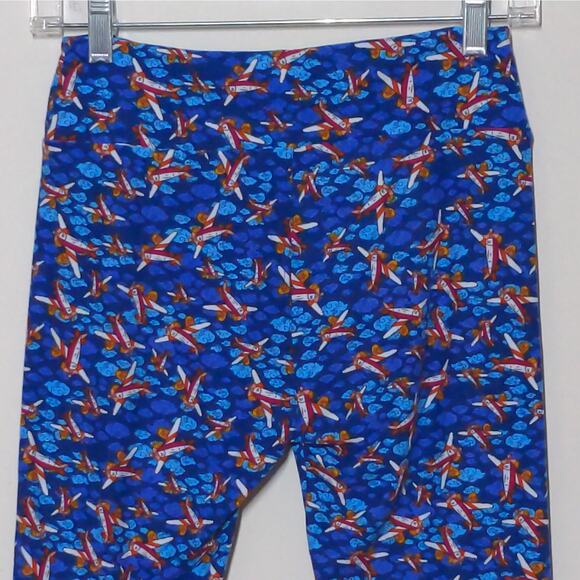 LuLaRoe Blue Cloud Airplanes Leggings Novelty One Size - Picture 5 of 8